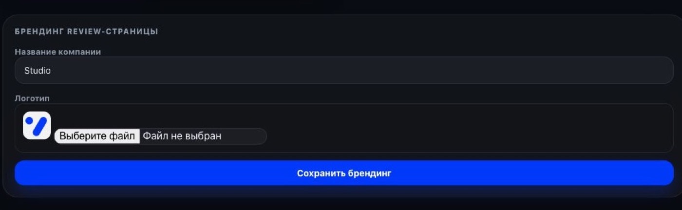 Настройки брендинга review-страницы Viewora